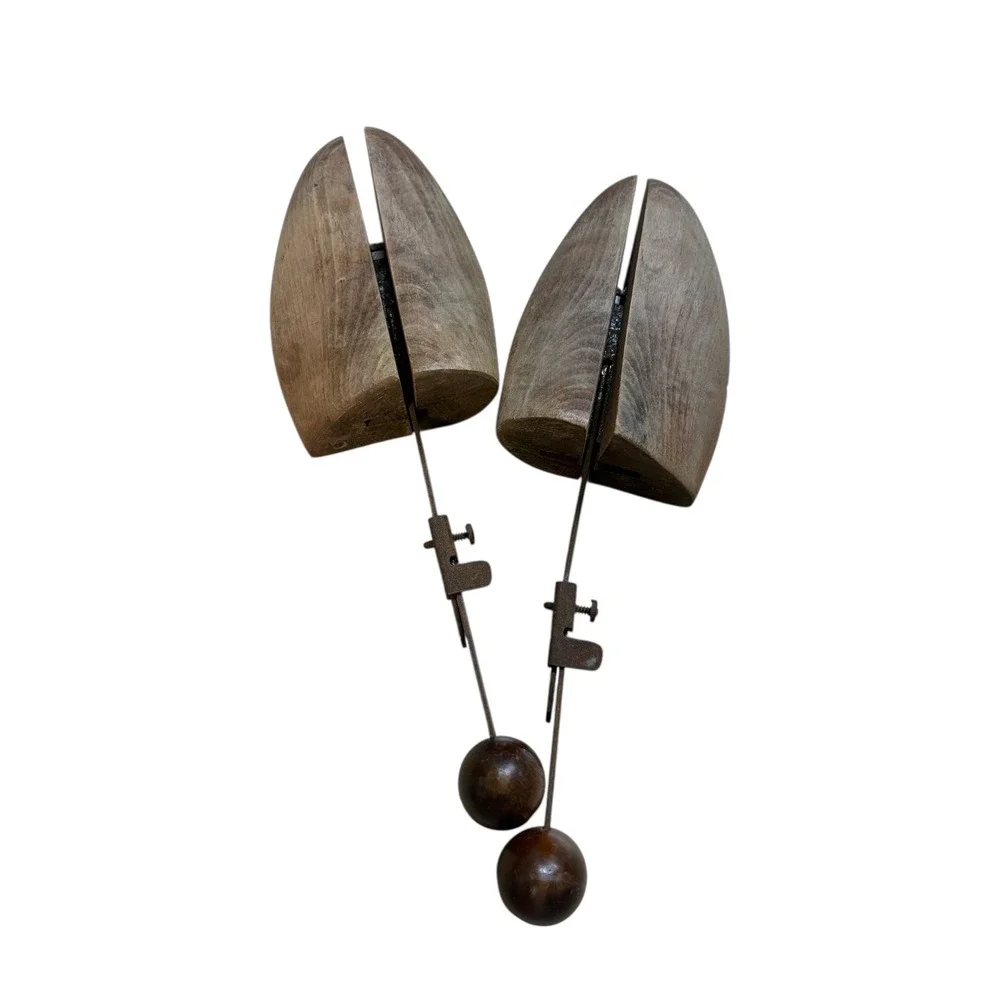 Vintage Wooden‎ Shoe Trees Stretchers Adjustable Metal Hardware Pair